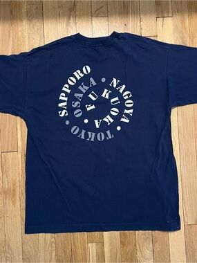 Vintage 90s Rod Stewart In The Round Tour Japan T Shirt Navy Large